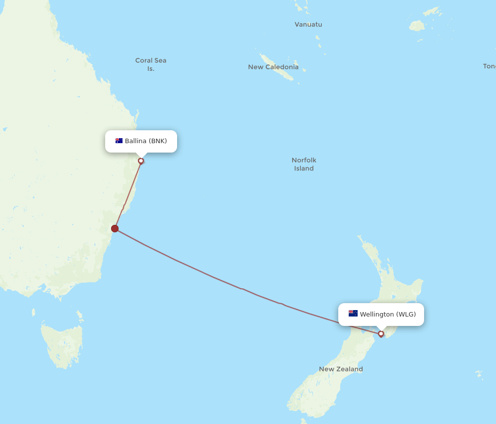 WLG-BNK flight routes