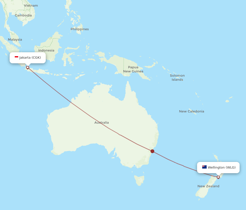 WLG-CGK flight routes