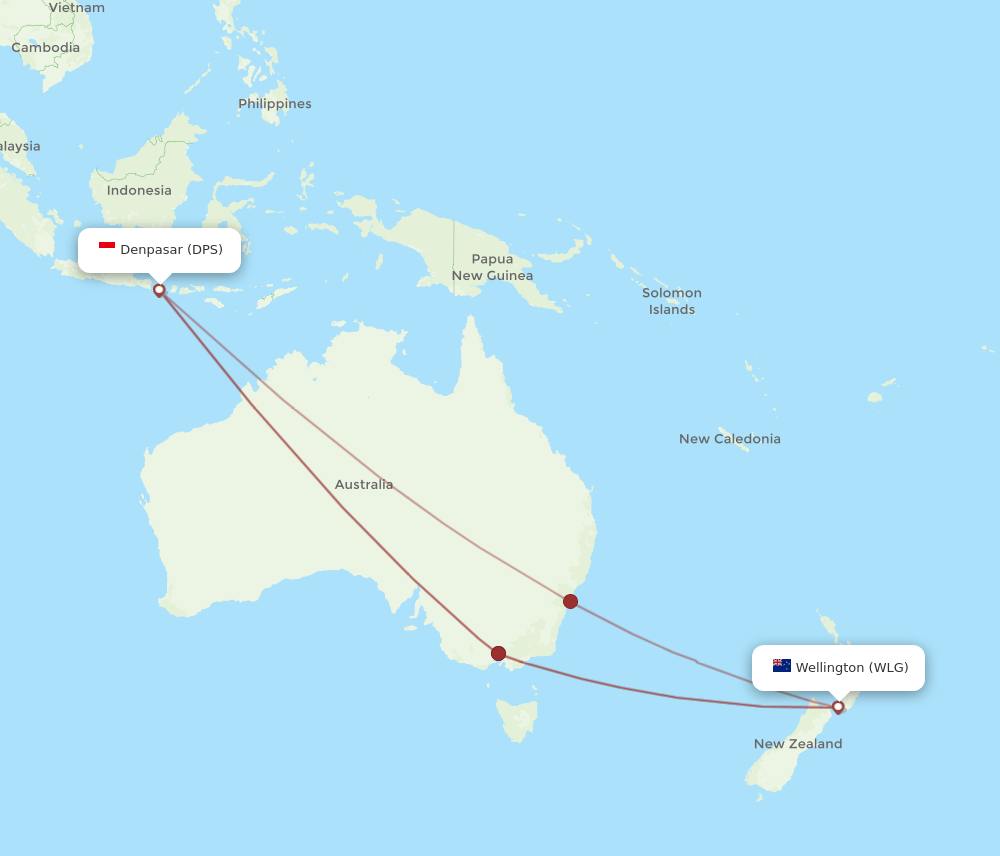 WLG-DPS flight routes