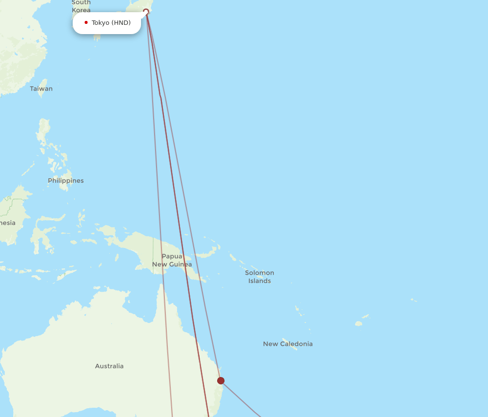 WLG to HND flights and routes map