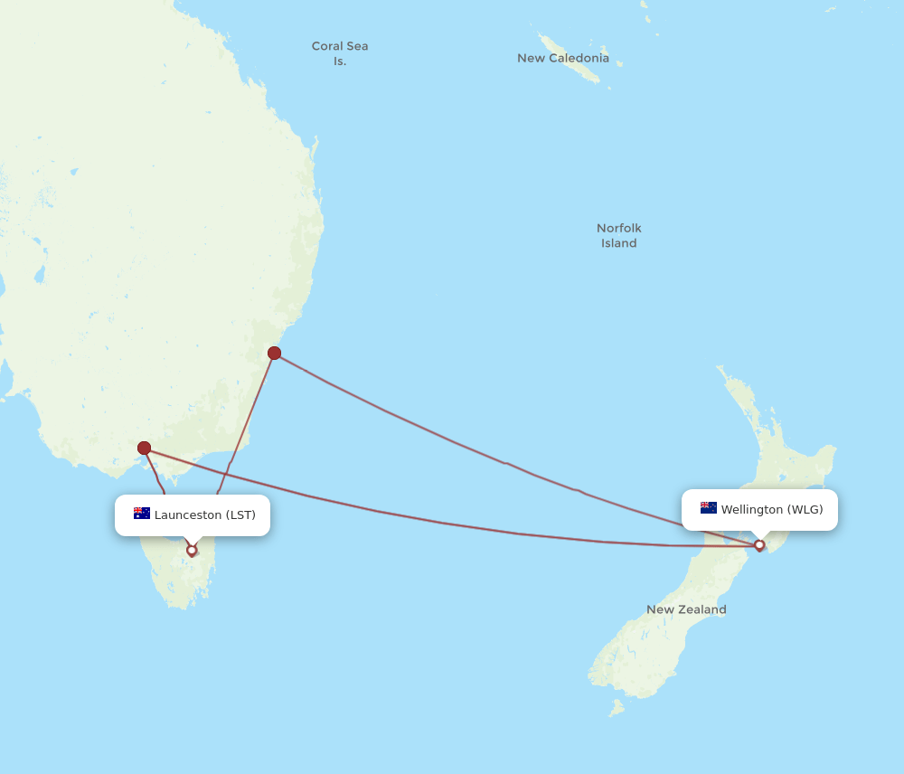 WLG-LST flight routes