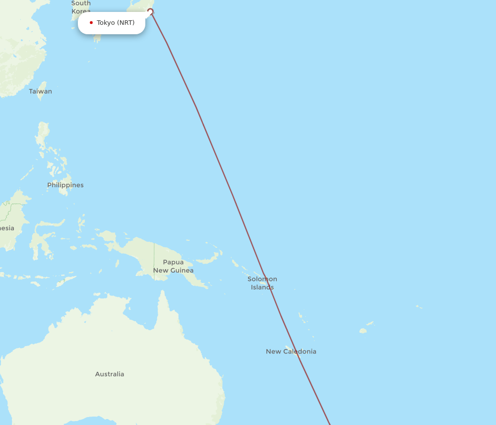 WLG to NRT flights and routes map