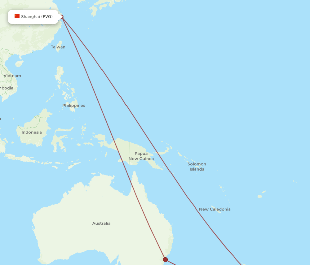 WLG-PVG flight routes