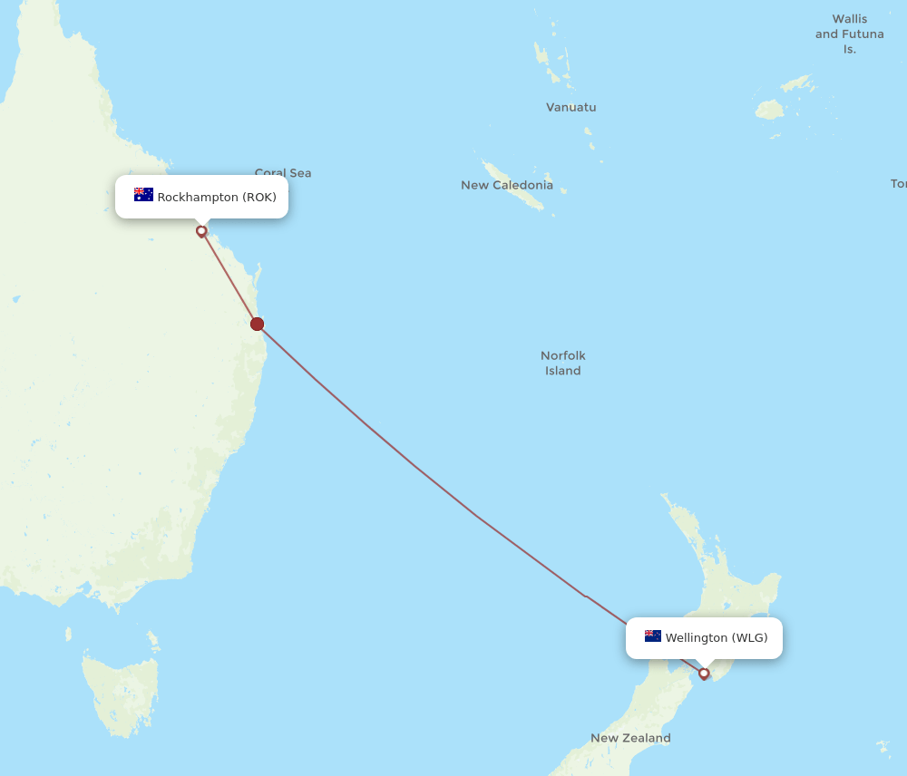 WLG-ROK flight routes