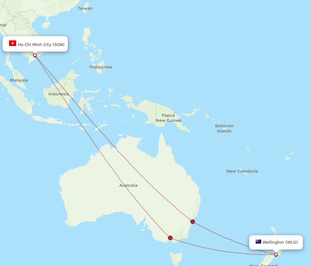 WLG-SGN flight routes
