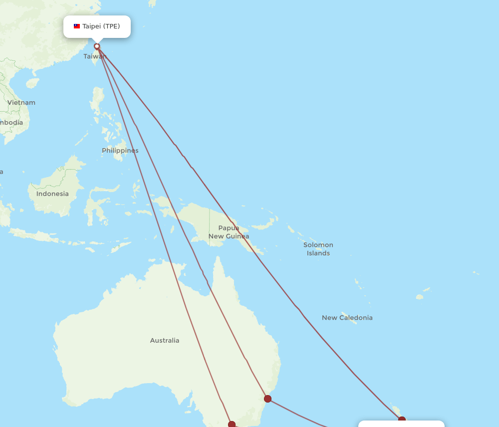 WLG-TPE flight routes