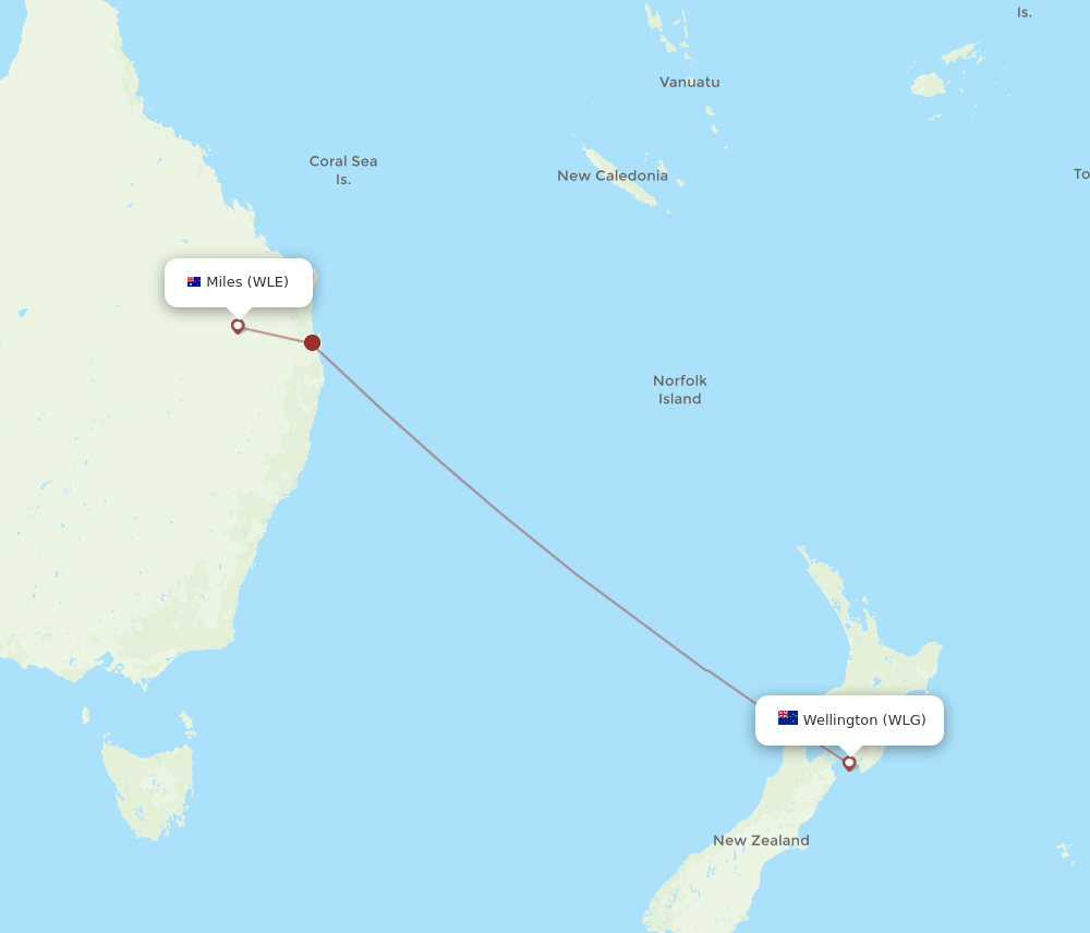 WLG to WLE flights and routes map