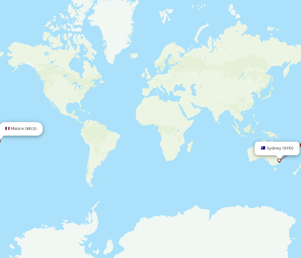WLS-SYD flight routes