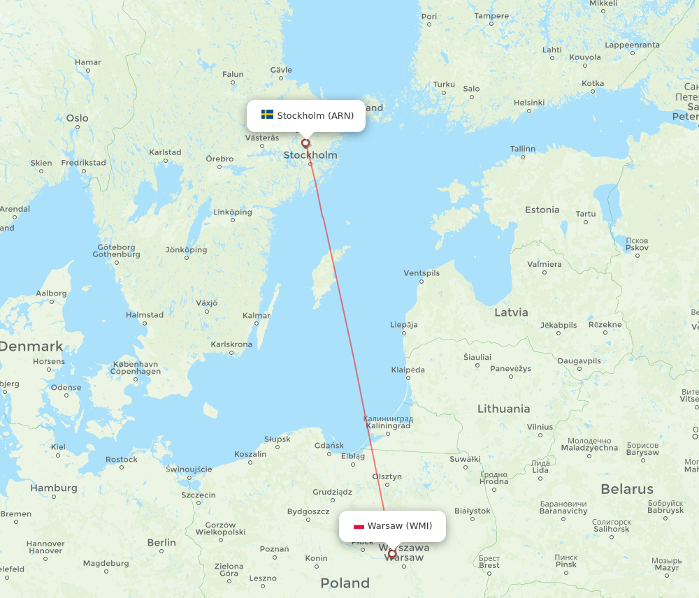WMI to ARN flights and routes map