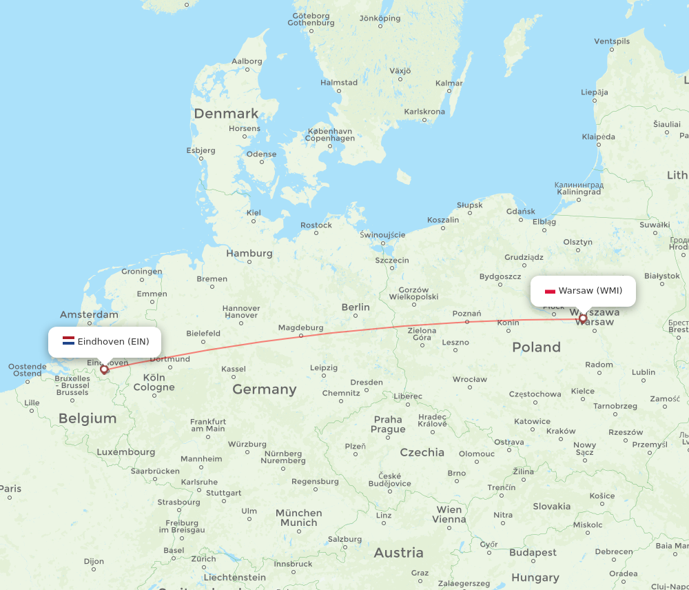 WMI to EIN flights and routes map
