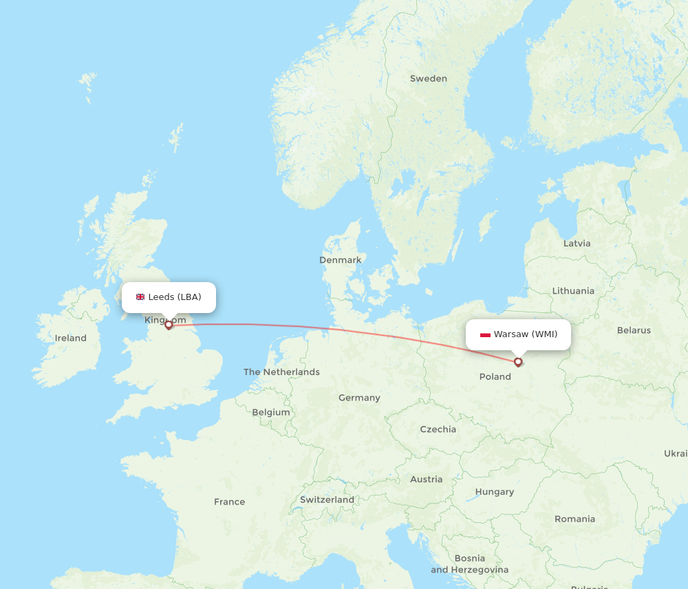 WMI to LBA flights and routes map