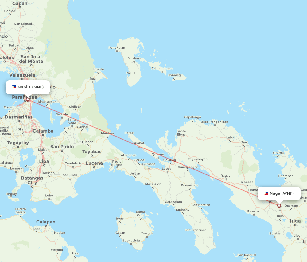 Naga - Manila route map and flight paths