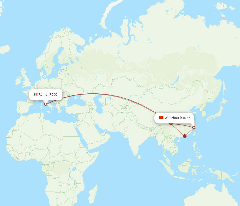 WNZ-FCO flight routes