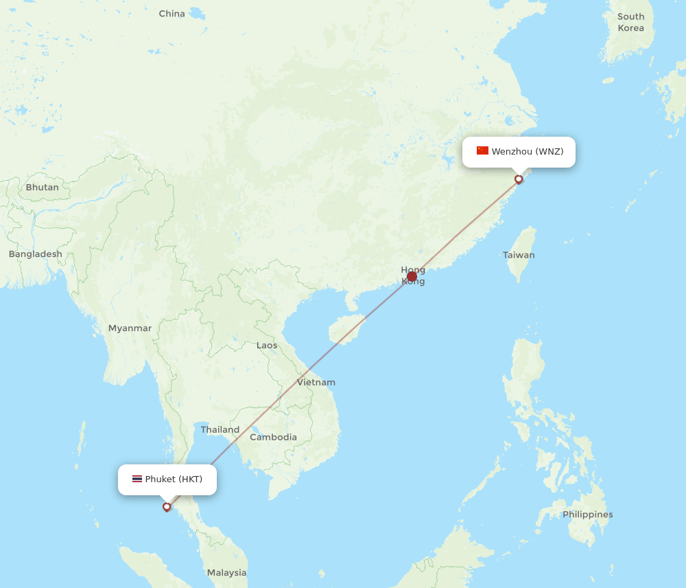 WNZ-HKT flight routes