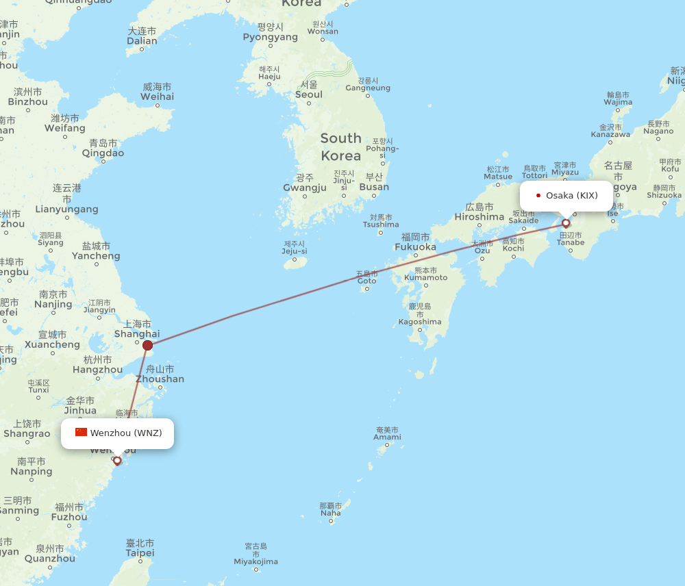 WNZ-KIX flight routes