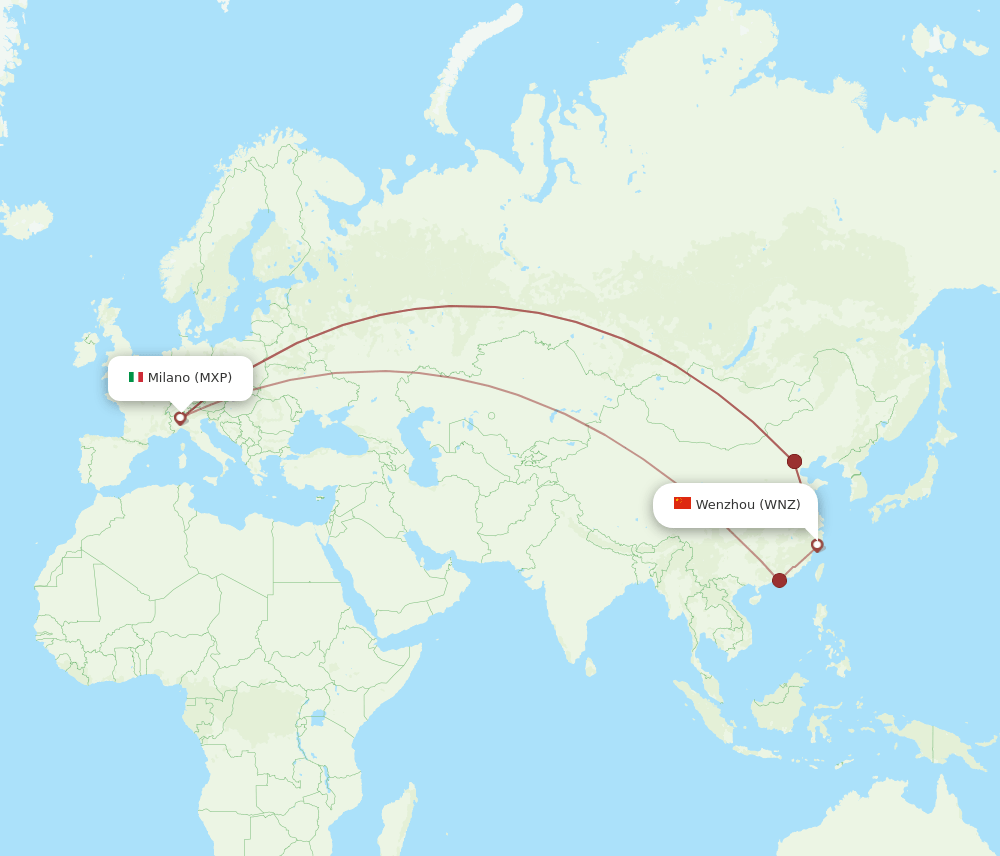 WNZ-MXP flight routes