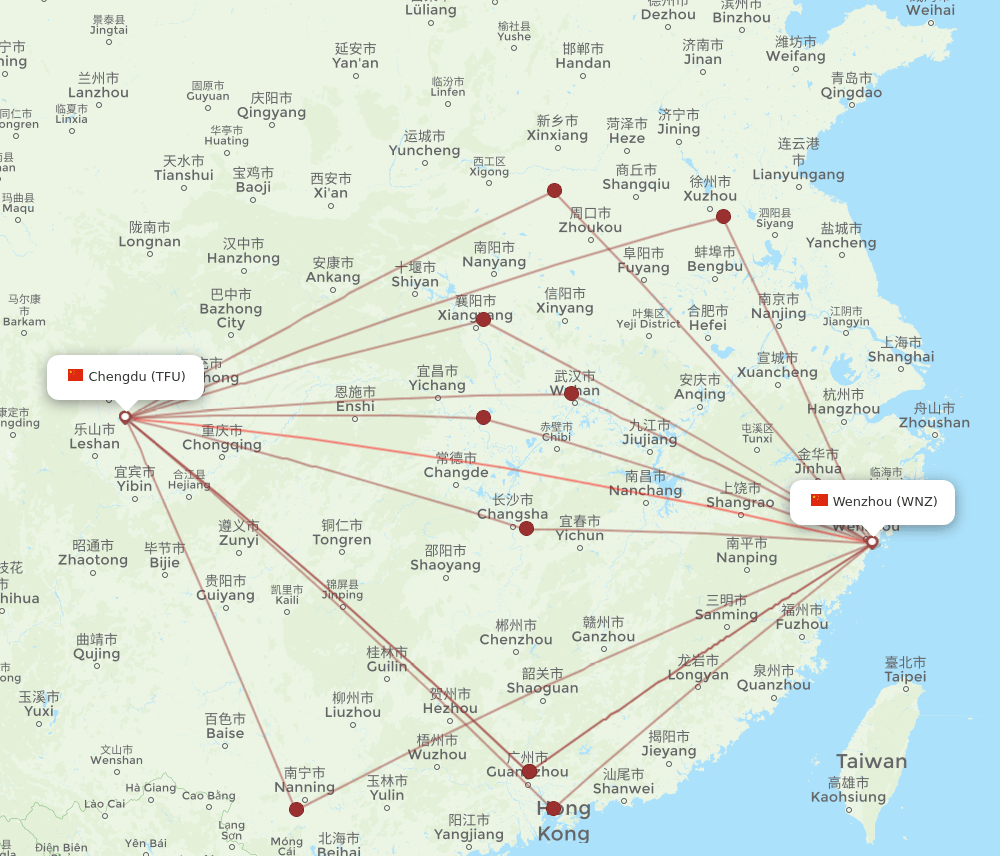 WNZ-TFU flight routes