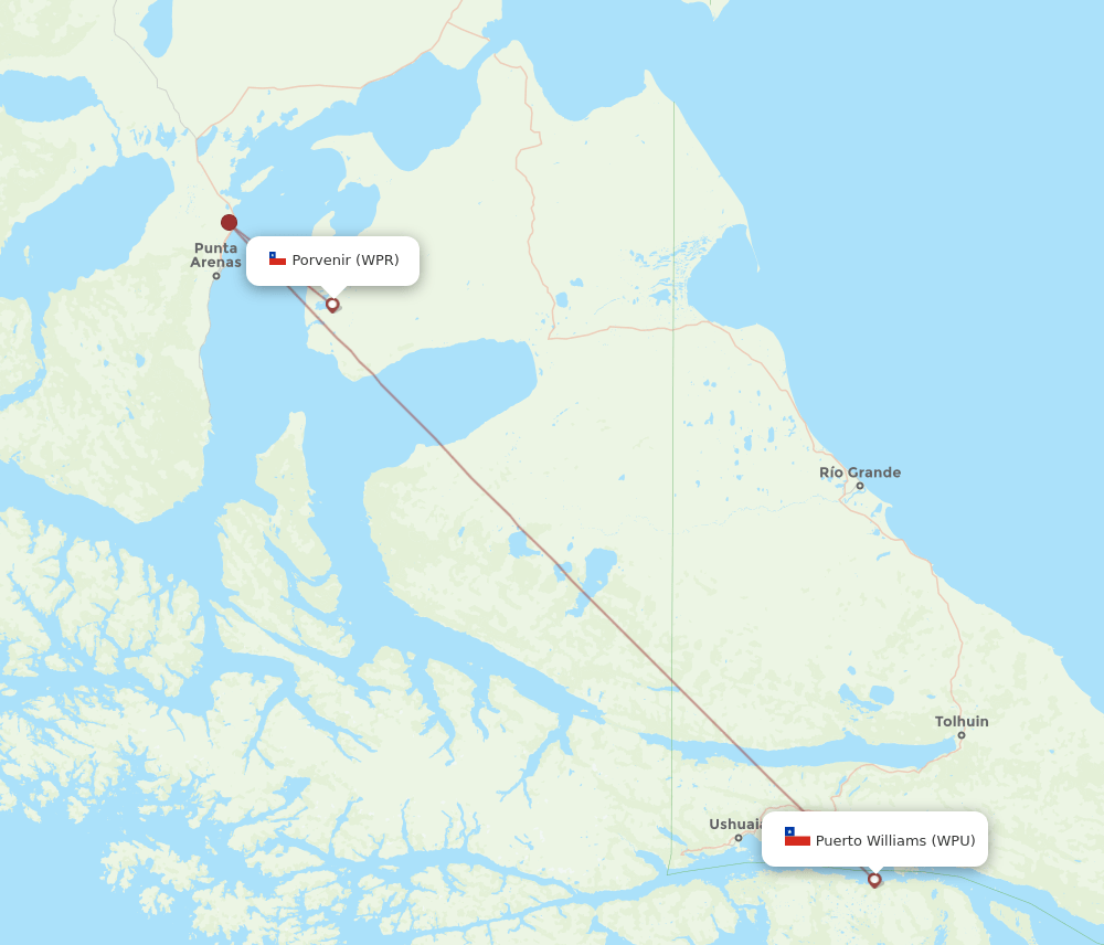 WPR to WPU flights and routes map