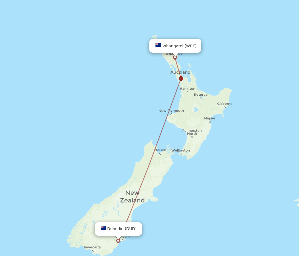 WRE-DUD flight routes