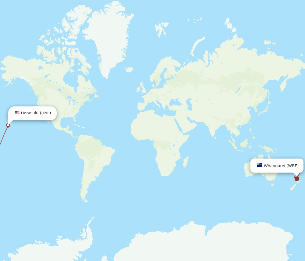 WRE-HNL flight routes