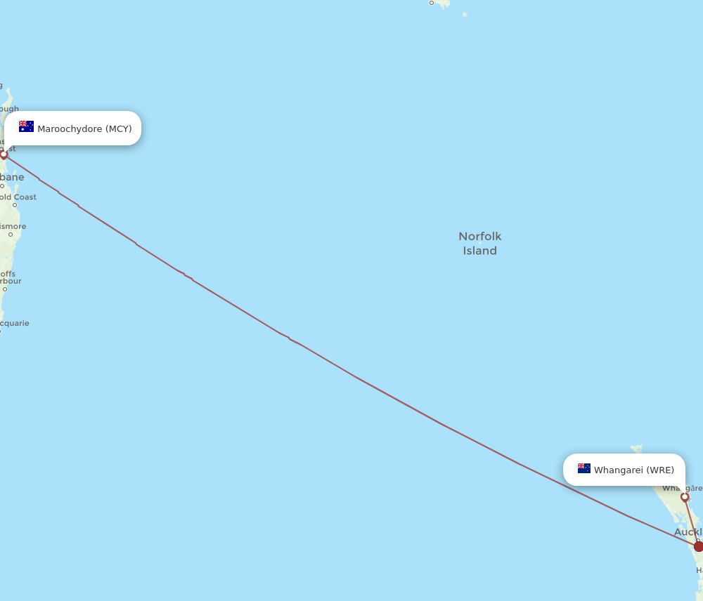 MCY to WRE flights and routes map