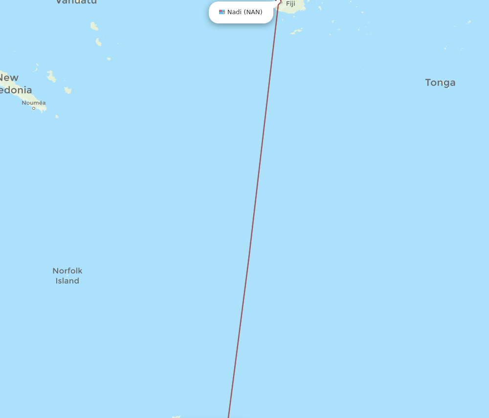 WRE to NAN flights and routes map