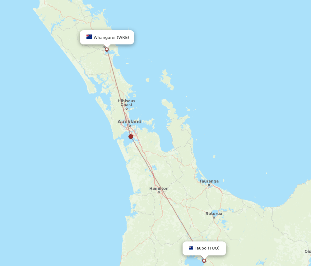 WRE-TUO flight routes