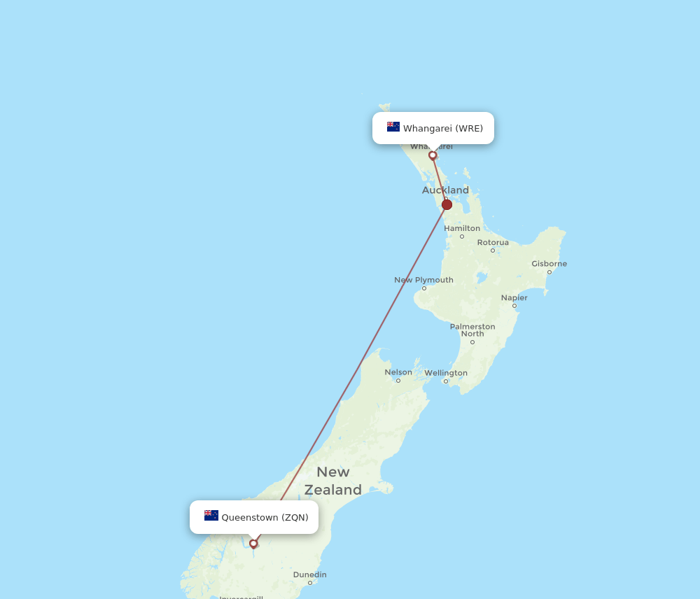 WRE-ZQN flight routes