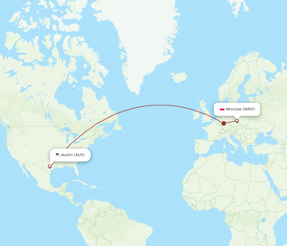 WRO-AUS flight routes