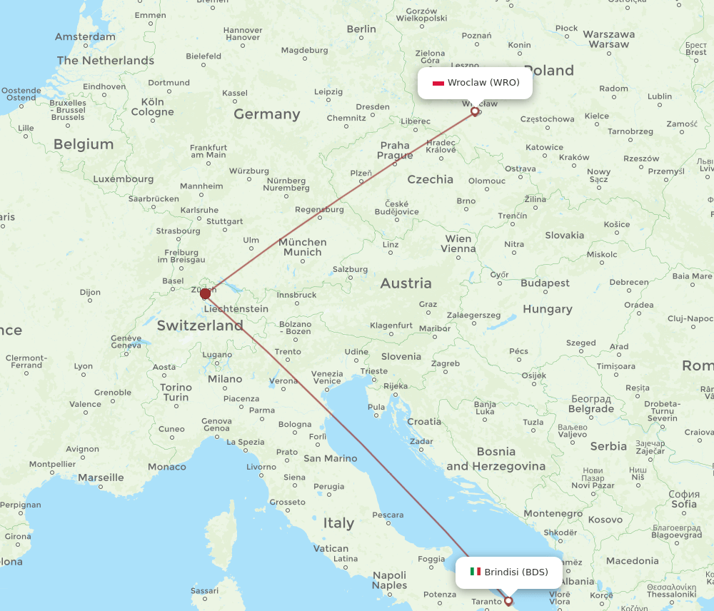 WRO-BDS flight routes