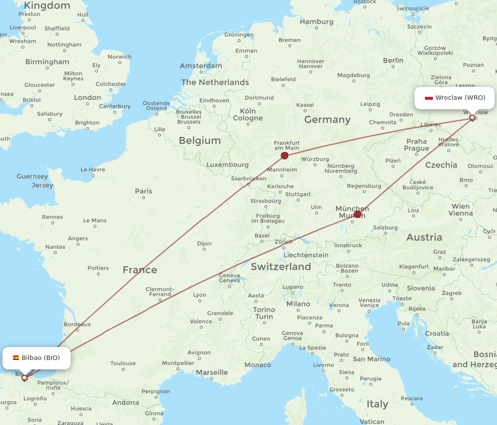 WRO-BIO flight routes