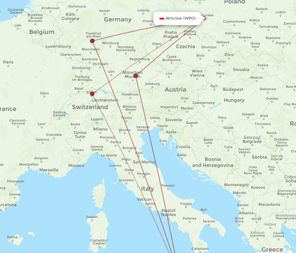 WRO-CTA flight routes