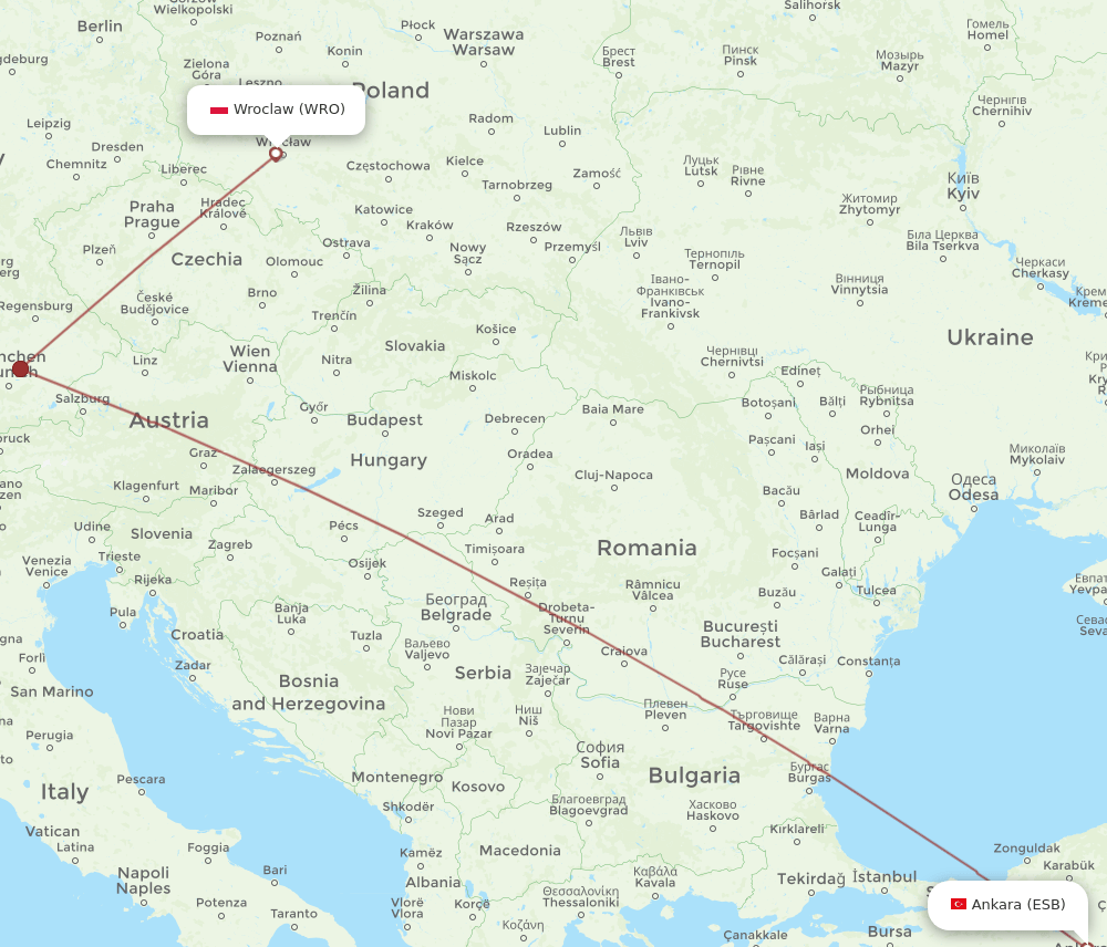 WRO-ESB flight routes