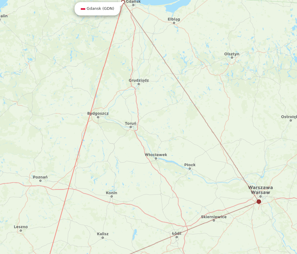 WRO-GDN flight routes