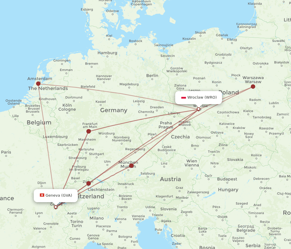 WRO-GVA flight routes