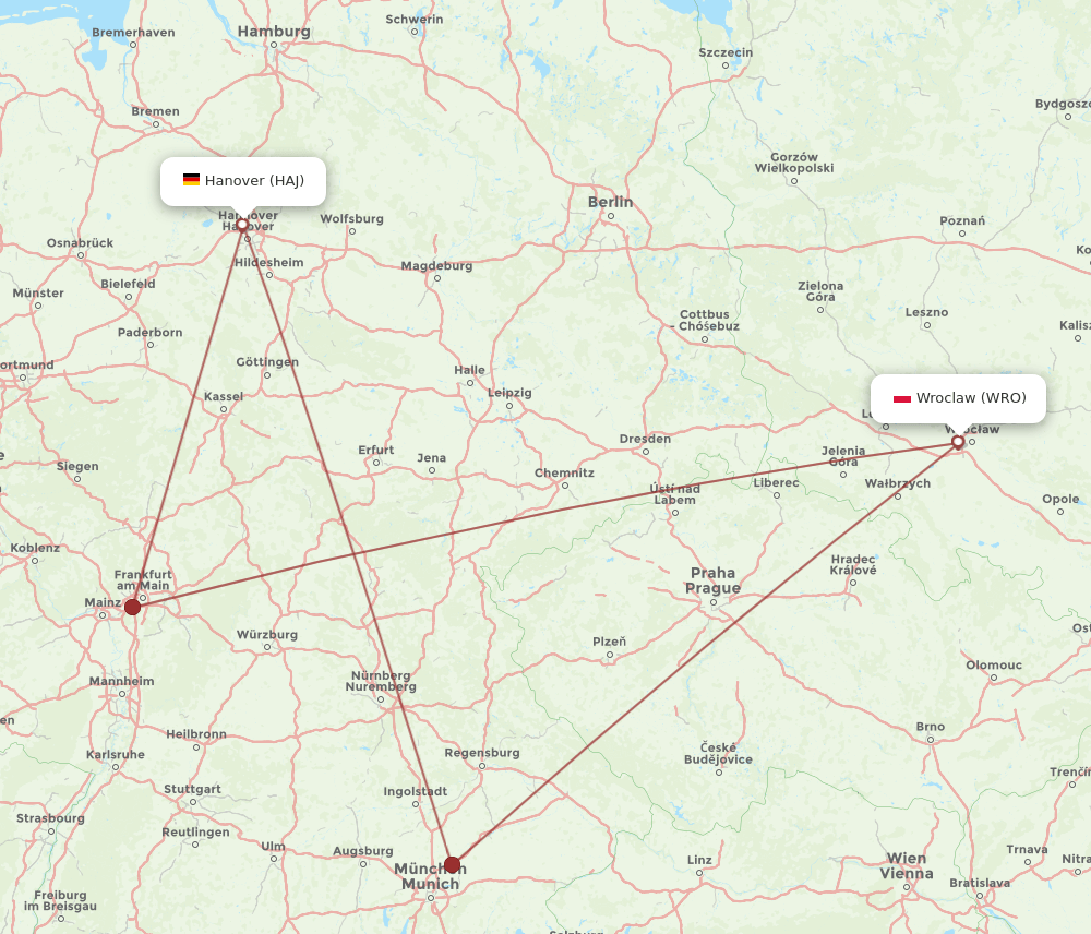 WRO-HAJ flight routes