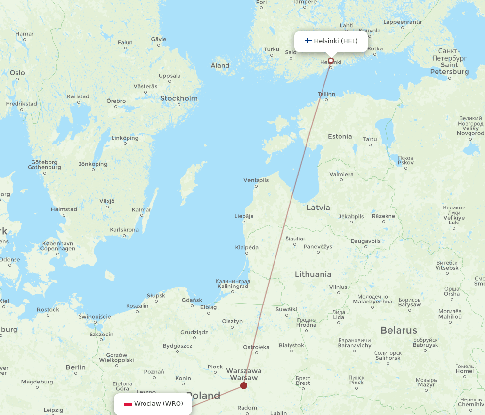 WRO-HEL flight routes