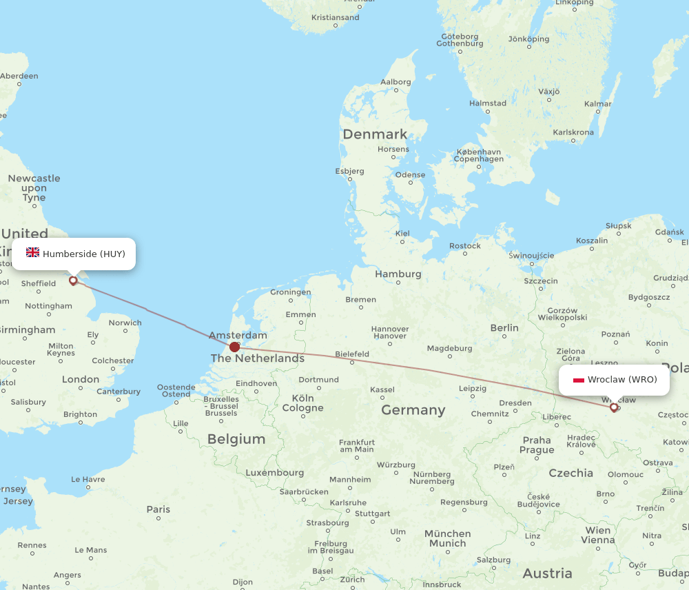 WRO-HUY flight routes