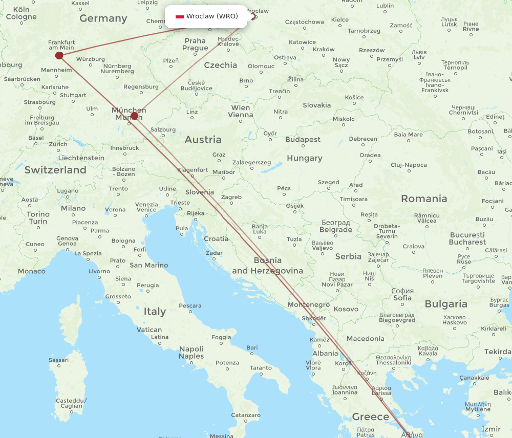 WRO-JTR flight routes