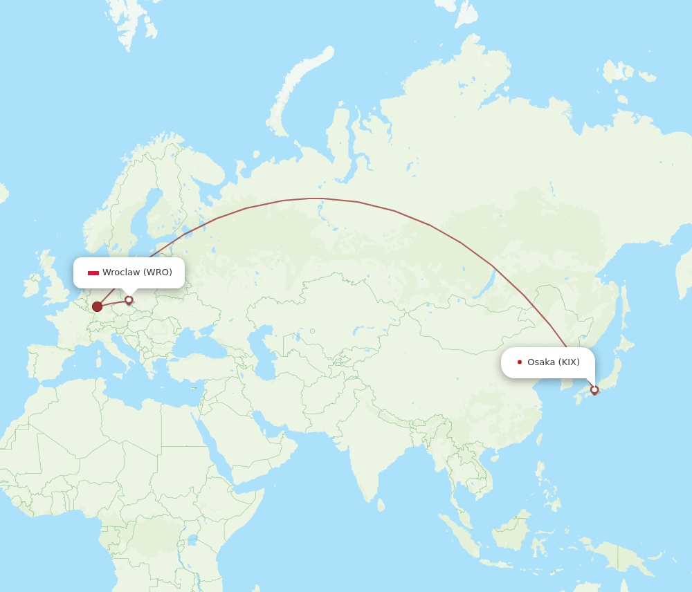 WRO-KIX flight routes