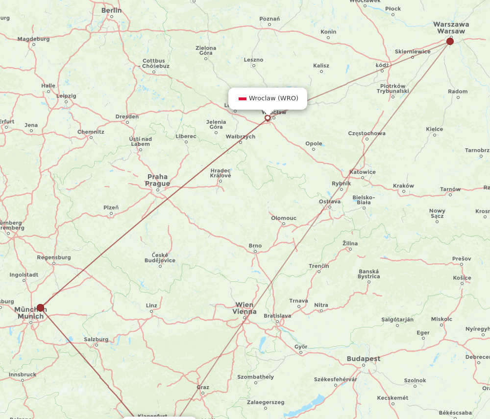 WRO-LJU flight routes