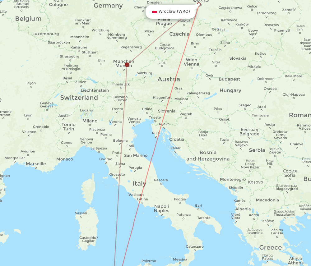 WRO-MIR flight routes