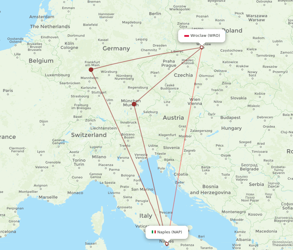 WRO-NAP flight routes