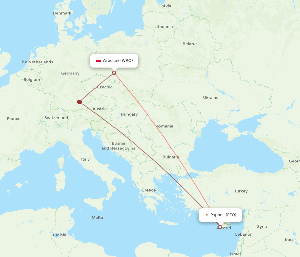 WRO-PFO flight routes
