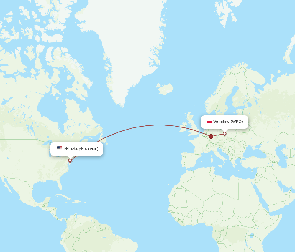 WRO-PHL flight routes