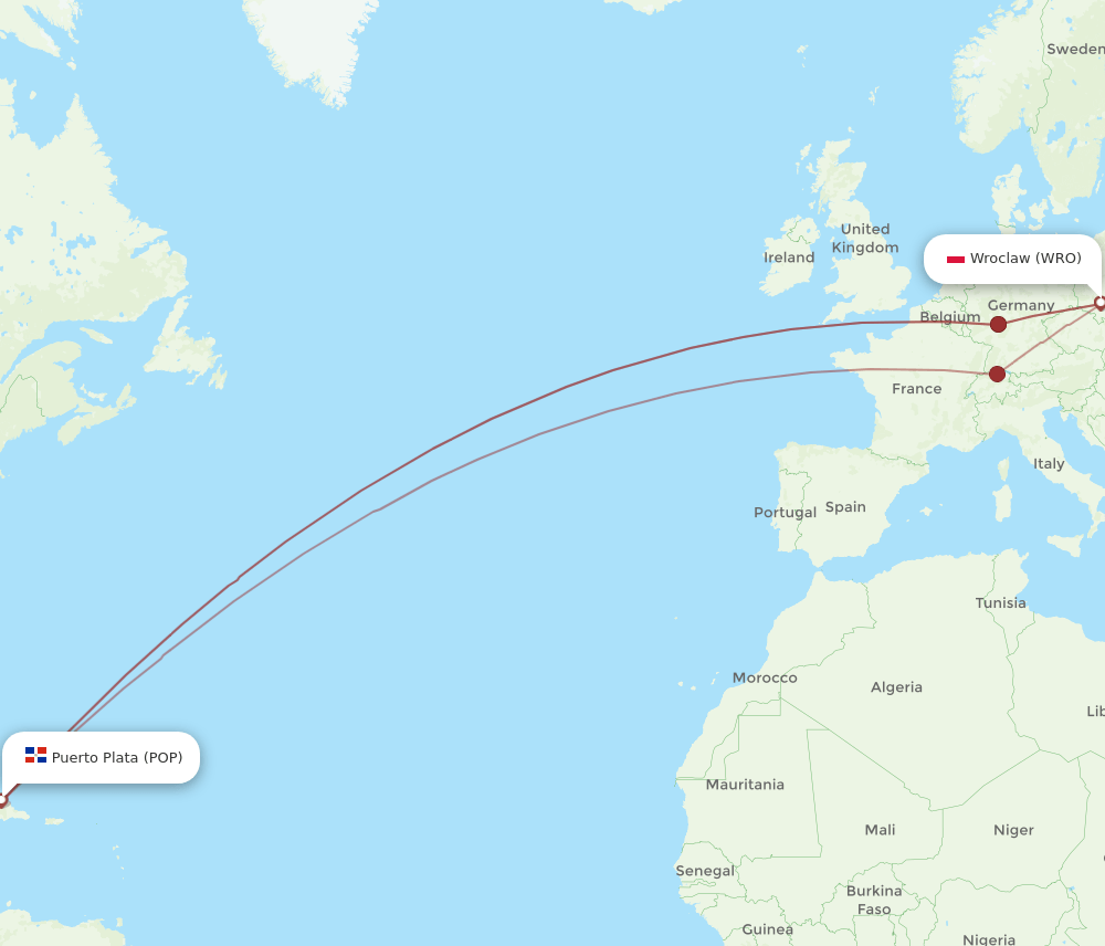 WRO-POP flight routes