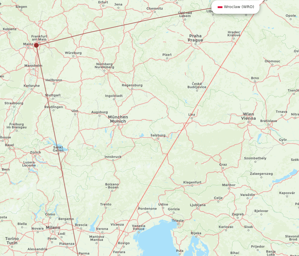 WRO-PSA flight routes