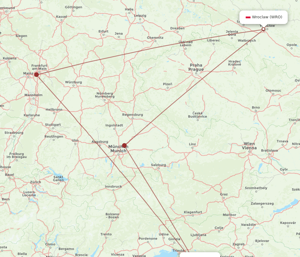 WRO-RJK flight routes
