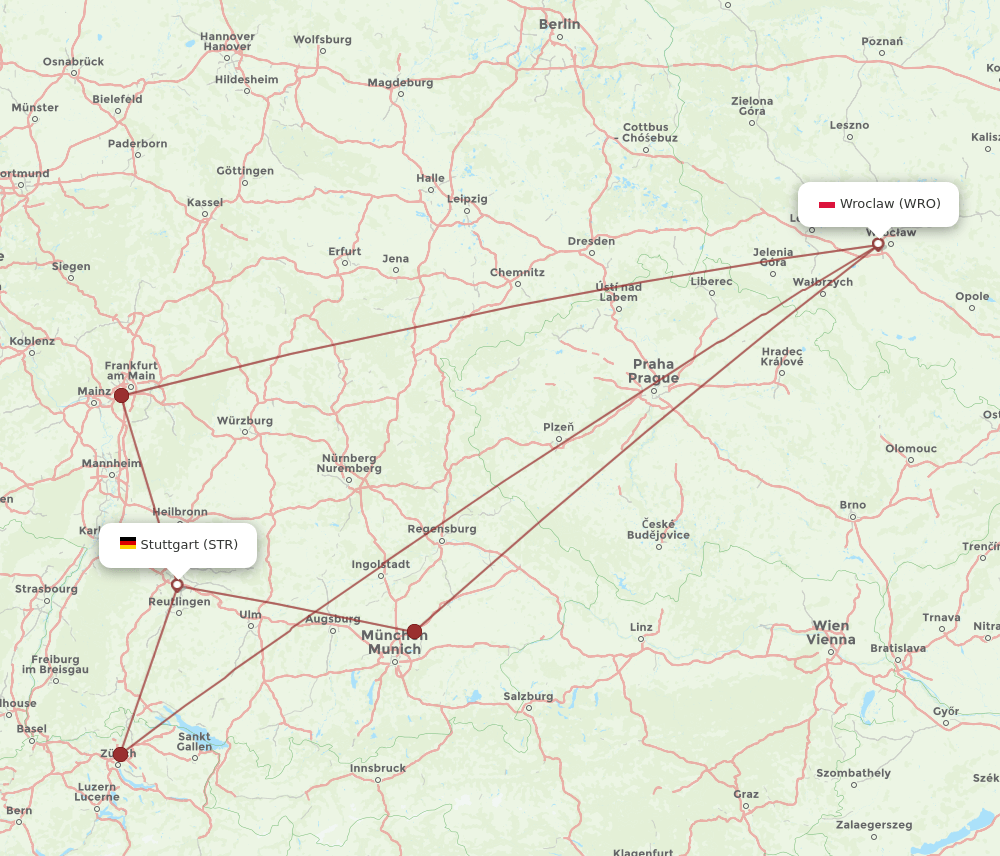 WRO-STR flight routes