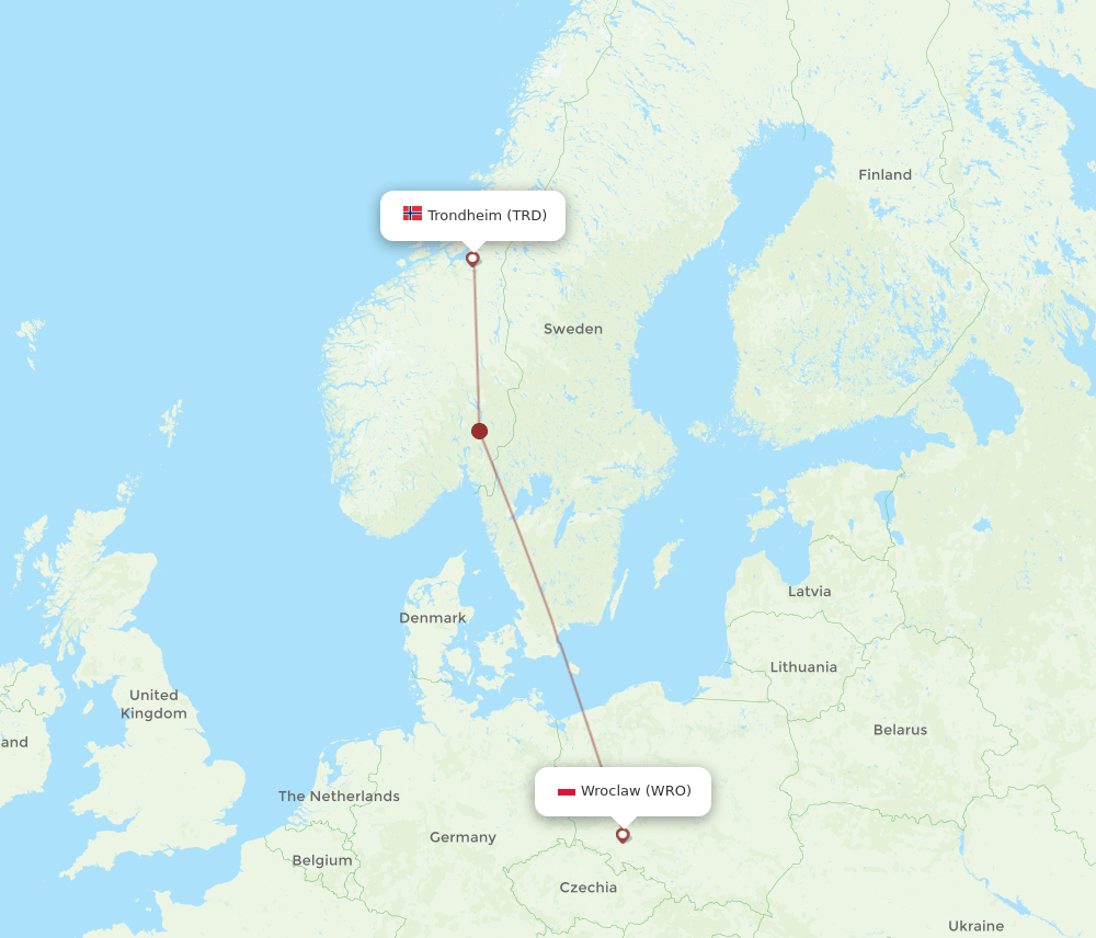 WRO-TRD flight routes